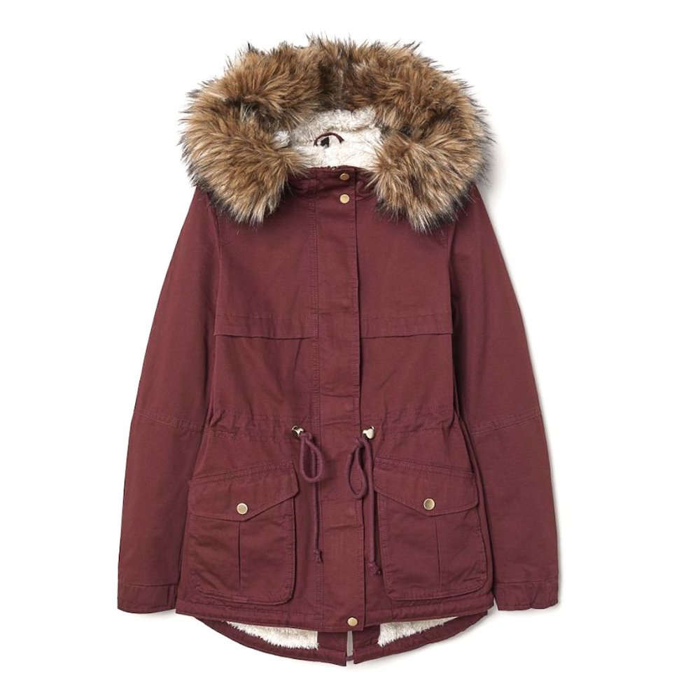 NWT Maroon Parka with Fur Hood